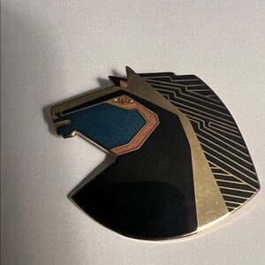 Laurel Burch Black and Gold Horse Brooch